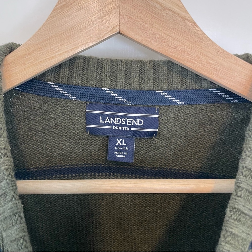 Lands' End Men's Striped Cotton Drifter Crewneck‎ Sweater Size XL - Picture 2 of 4
